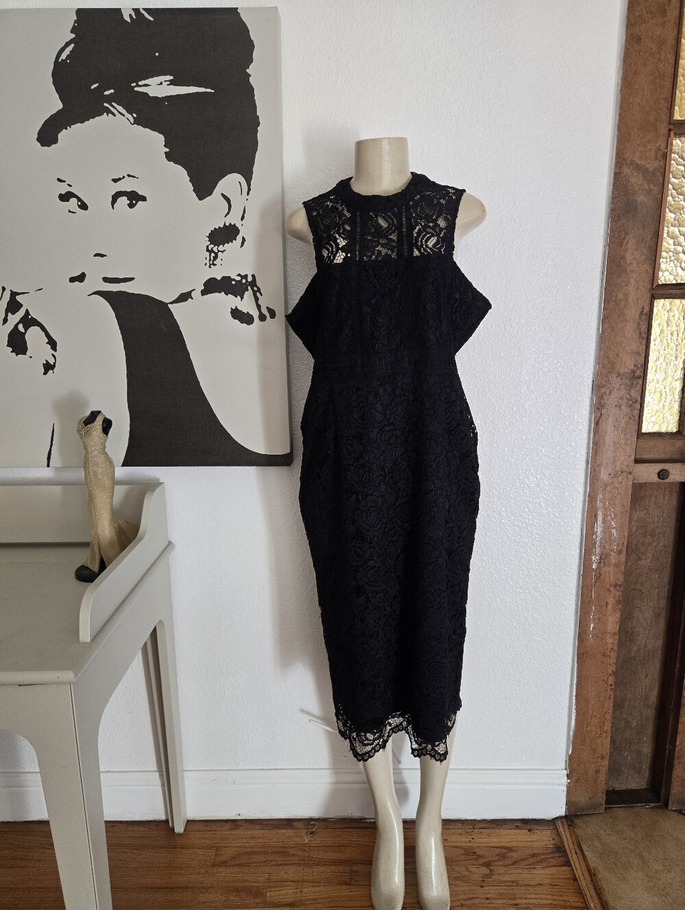 NWT Boohoo Black Lace Midi Dress - Elegant Sleeveless Cocktail Dress Size 12